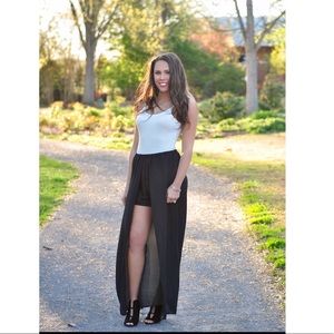 Shorts with maxi overlay